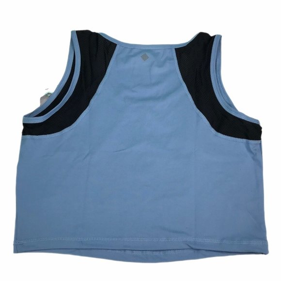 Womens Cropped Tank XL Lularoe Workout Top Blue Black Mesh Fitness Exercise - Picture 5 of 9